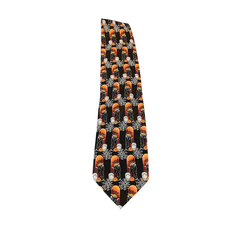 Halloween Holiday Men’s Neck Tie Witch Pumpkin Bats